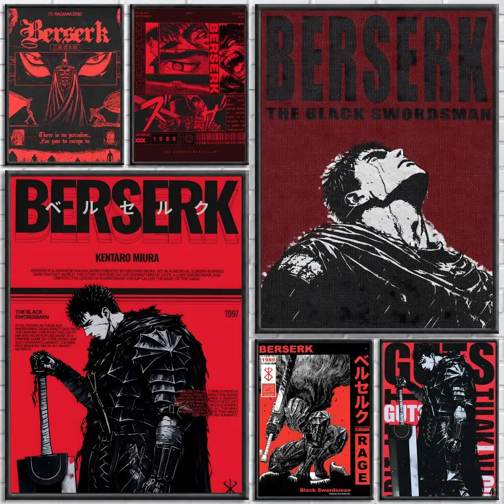 Anime Berserk Poster Poster Wall Sticker Waterproof Self Adhesive HD Art  Bedroom Bar Decor