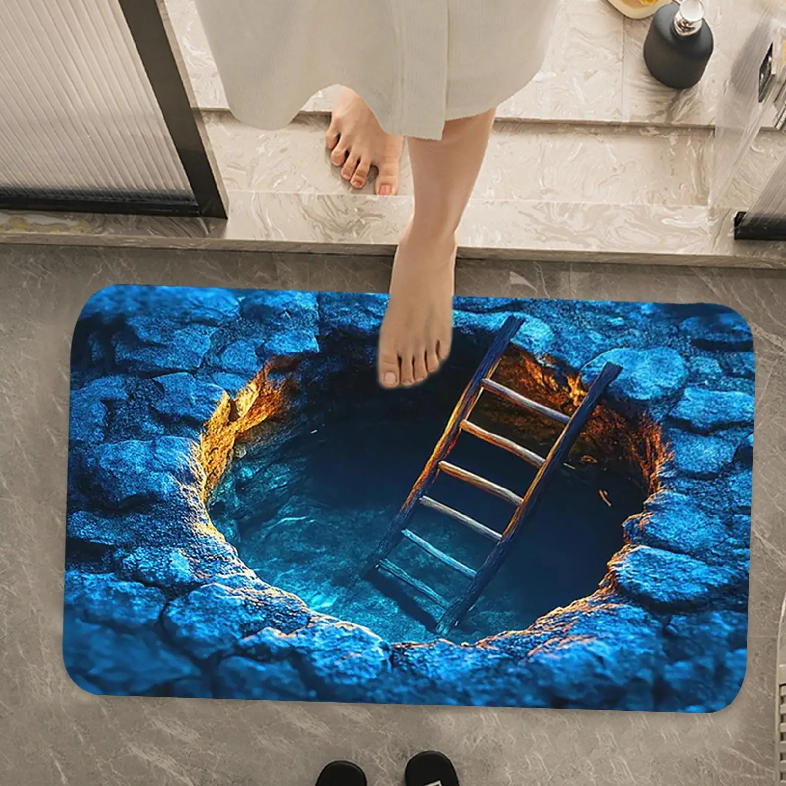 3D Optical Illusion Hole Rug Non Slip Carpet Easy Clean Pet Friendly Floor Mat for Living Room Hall Kitchen Bathroom Home Decor view 2