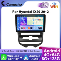 Camecho Car Radio For Hyundai IX20 2012 Wireless CarPlay Android Auto Multimedia Player 6+128G WIFI 4G Mirrorlink GPS Stereo