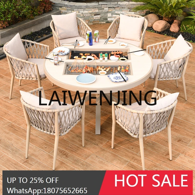 RWJ Outdoor Barbecue Courtyard Dining Table Smoke-Free Electric Baking Pan Outdoor Grill Rack Household Barbecue Oven