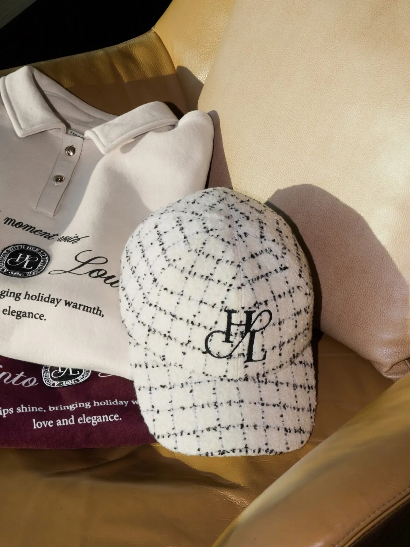 Spring 2026 new Japanese classic plaid tweed wool blend cap baseball cap for women