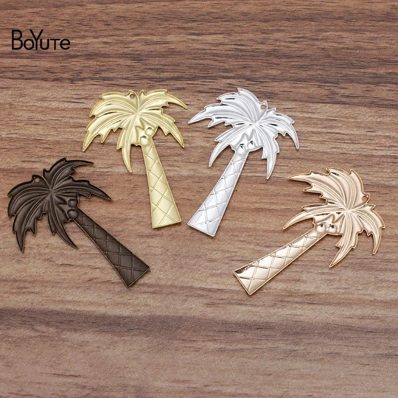 BoYuTe (20 Pieces/Lot) 33*48MM Coconut Tree Plate Materials Metal Brass Stamping DIY Jewelry Accessories