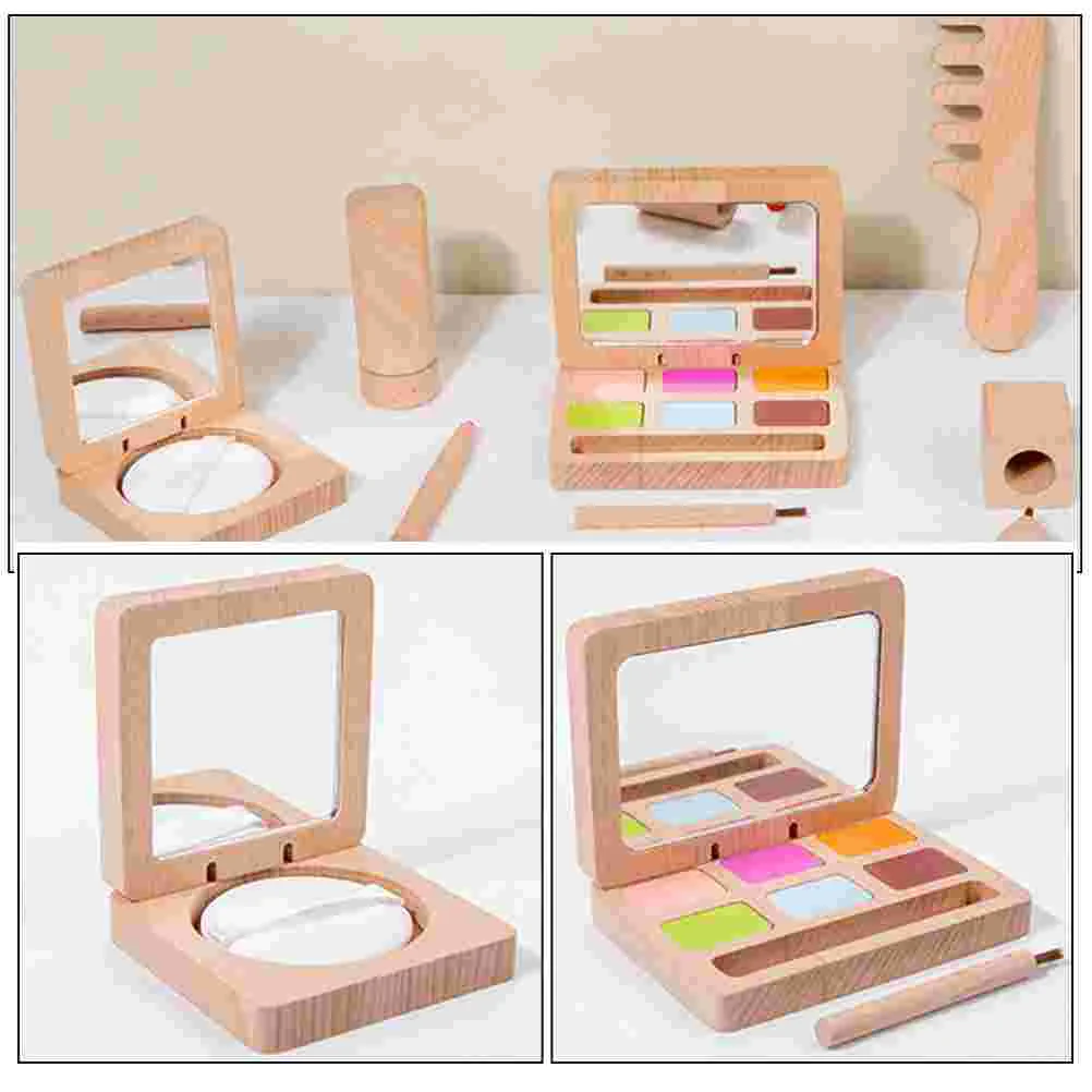 Makeup Toys for Toddlers Kids Kit Girl Wooden Beauty Salon Pretend Play Children's