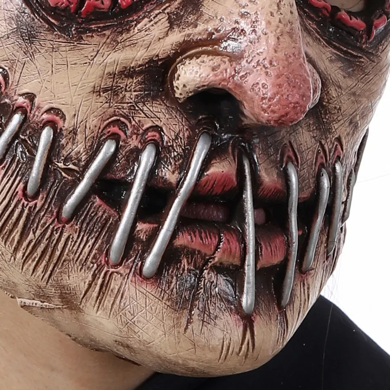 Men's Latex Ghost Festival Halloween Scary Big Mouth Nail Horror Mask Party Props Soft Simulation Headgear Dressing Masks