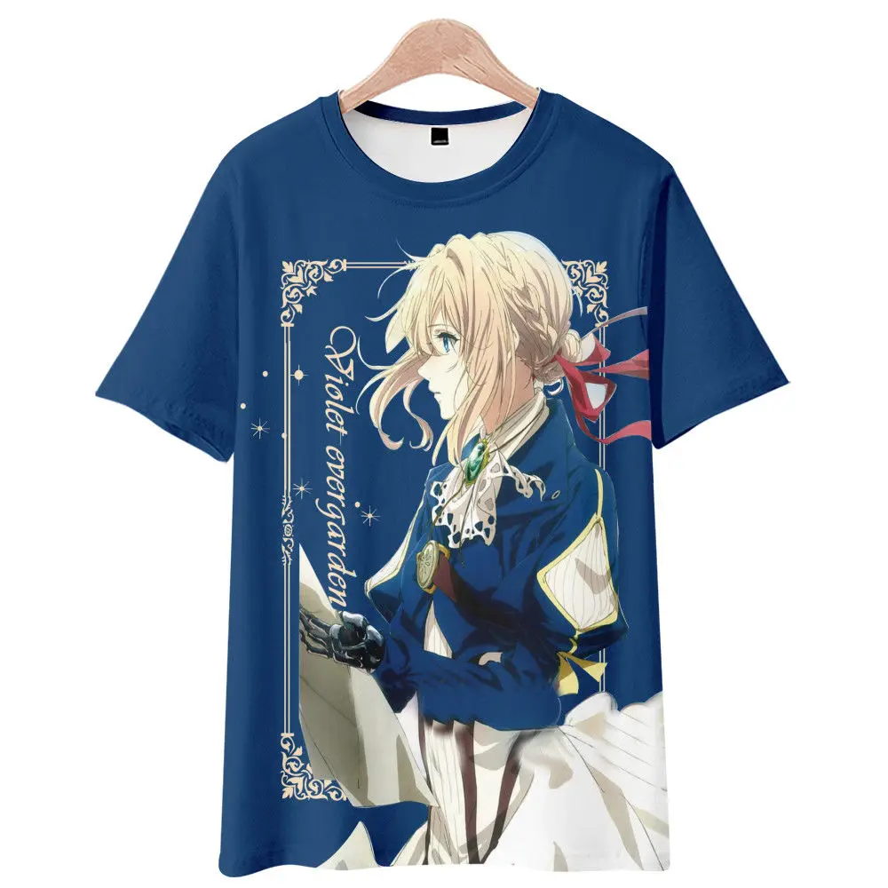 2024 Violet Evergarden Anime Short Sleeved Game Anime T-shirt