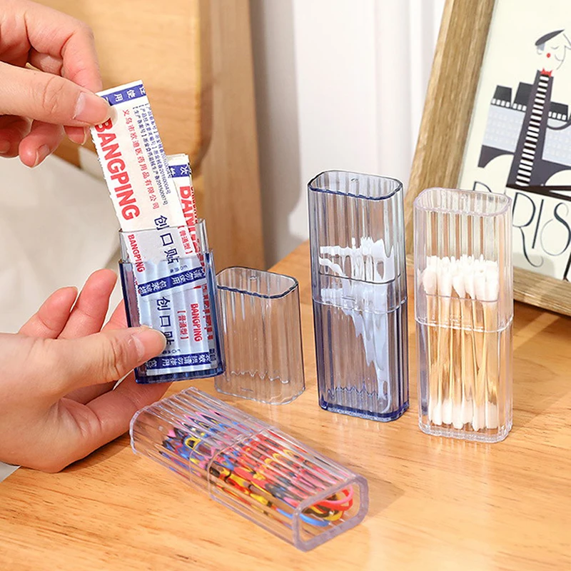

Portable Transparent Storage Box Travel Travel With Lid Cotton Swab Toothpick Storage Classification Organizer Small Objects