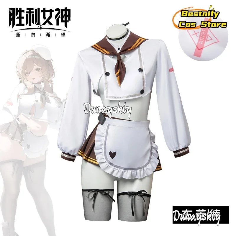 CosplayNIKKE-Disfraz de trenzas para mujer, trenzas de la diosa de la victoria, peluca de Cosplay, vestido de sirvienta Sexy, trajes de Anime, juego de rol S