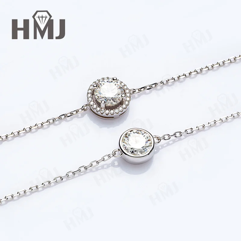 925 Sterling Silver Bracelet 6.5mm Moissanite Diamond Round Cut Party Anniversary Gift Daily Wear Classical Charms Wholesale