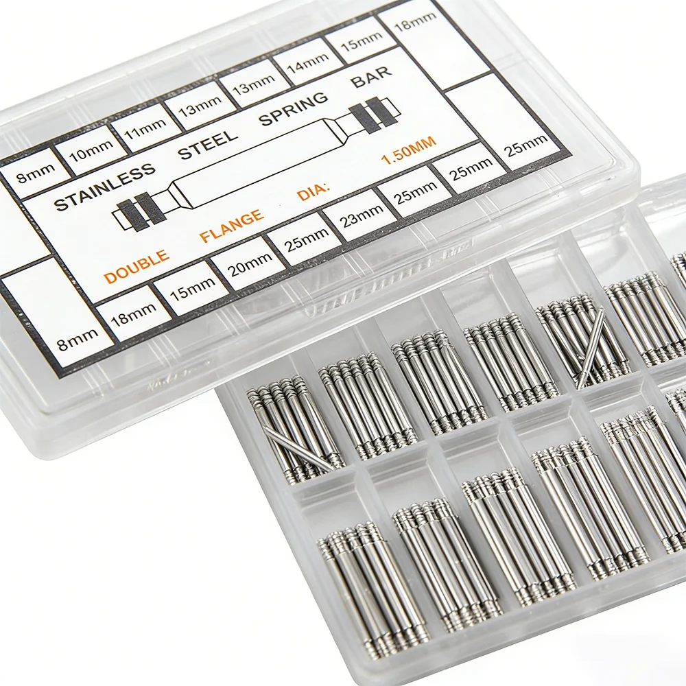 144-360pcs/set Strainless Steel Spring Bars Dia 1.5mm Length 8mm - 25mm Watchband Strap Belt Watch Repair Tools Pin