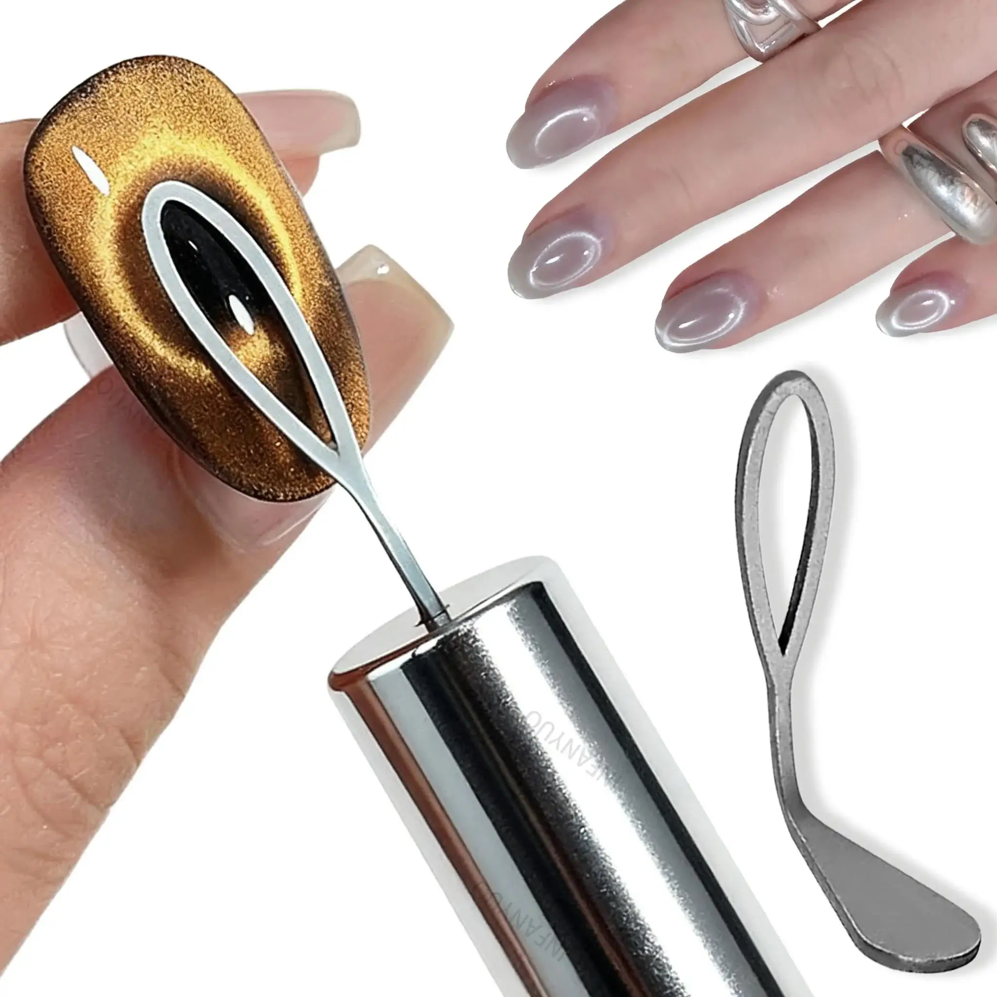 1/2pcs Ring Shape Cat Eye Nail Art Magnet Create 3D Oval Hollow Black Hole Effect Nail Magnetic Pen DIY Gel Polish Manicure Tool