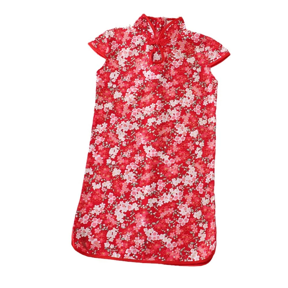 Girls Dress Casual Dresses for Kids 2024 Summer Spring Chinese Style Girls Cheongsam Baby Princess Dress Teenager Costume