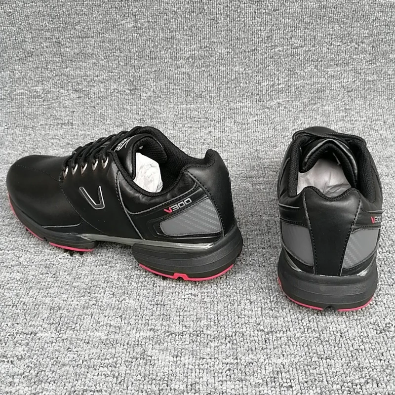 Professional Golf Training Man Black Leather Athletic Shoes Mens Anti Slip Golf Shoes Men