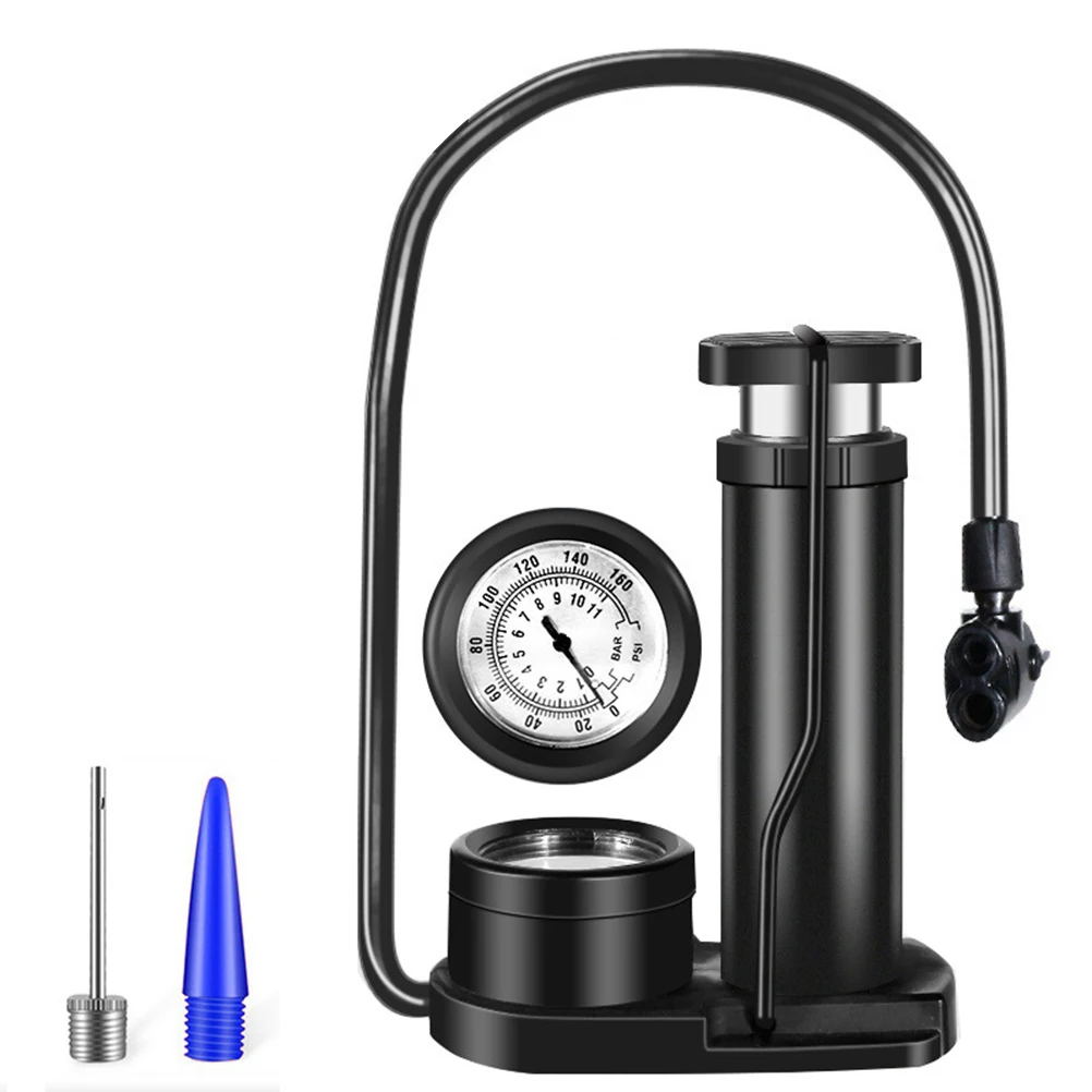 

Mini Portable Metal Tire Floor Pump High Pressure Foot Bike Inflator Durable Lightweight Barometer Multi Purpose Inflation