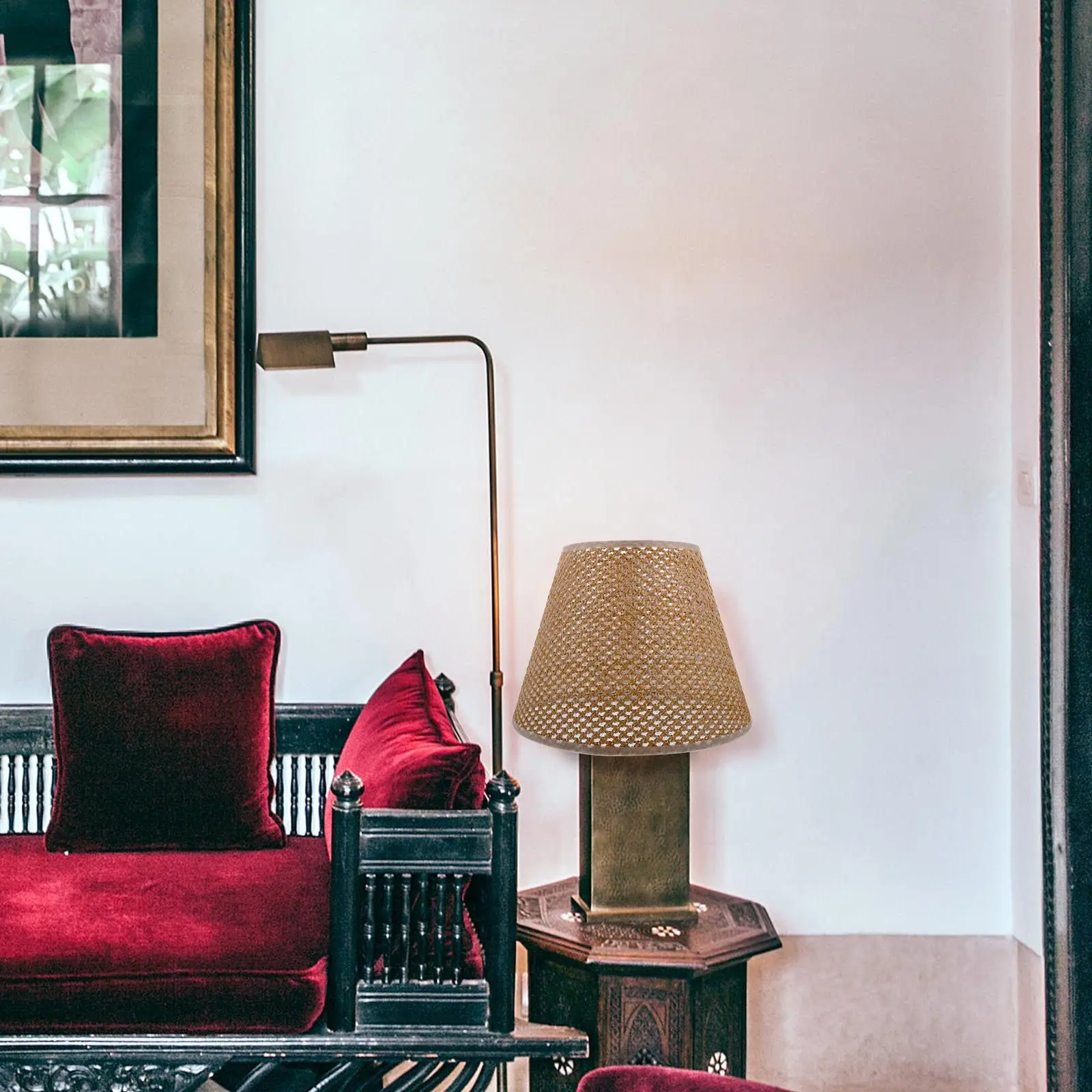 

Simulated Rattan Weaving Lampshade Light Cover Decorative Shade For Home Use Desk Lamp Accessory Household Ornament Easy