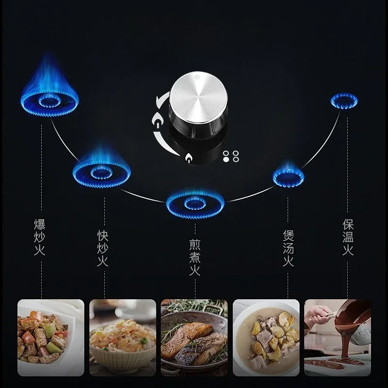Five-eye embedded gas stove, burner, electronic ignition, multi-head stove, household gas stove