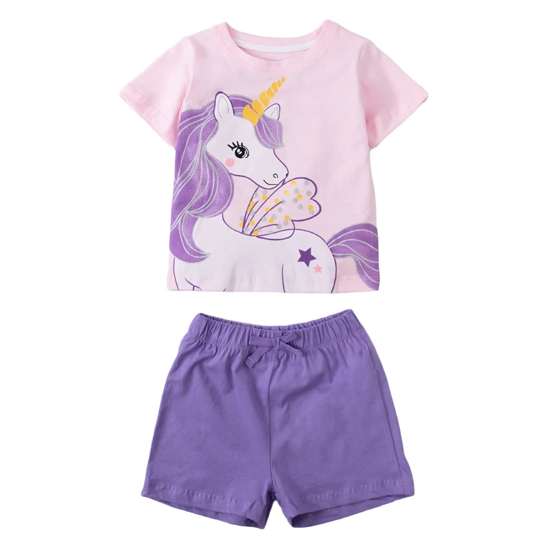 Little maven Summer Costume for Girl Suits Animal Unicorn Prints Cotton Kids Girls Clothes Set Children Boutique Outfits