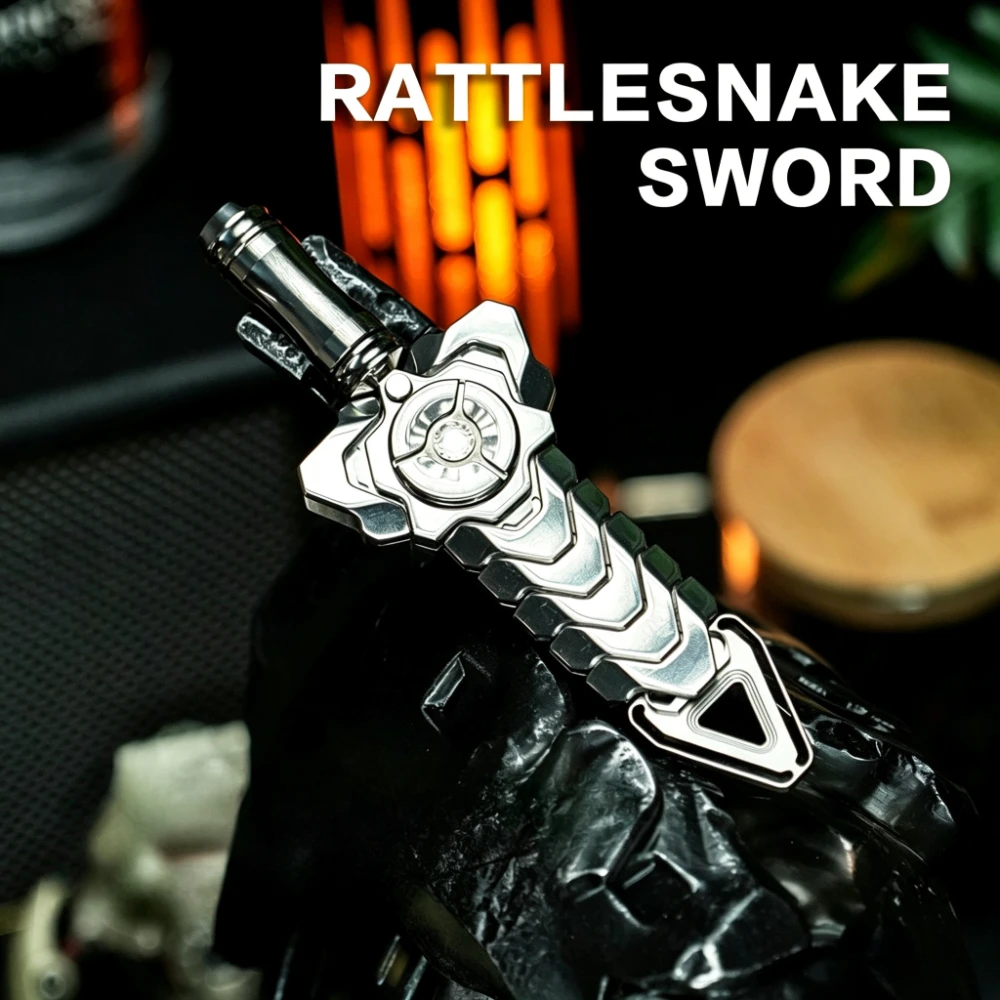YDXEDC Rattlesnake Sword Mechanical Titanium Alloy Composite Spinning Fidget Toy Stress Relief Toy