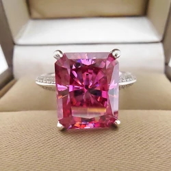 Luomansi Temperament Fine Ring 8x10MM 5CT Pink Cut Moissanite with Certificate Solid 925 Silver Premium Jewelry Anniversary Pair