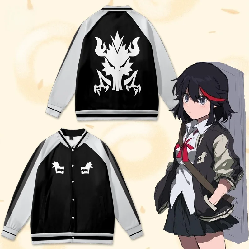 

PA Kill La Kill Baseball Jaet Men's Casual Comfortable Polyester Fiber Long Sve Stand Fit Printed Coat for Daily Use