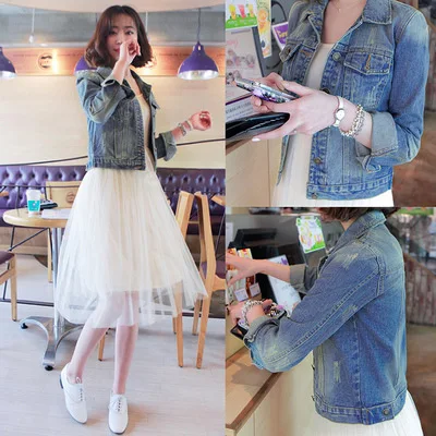 

2024 Women's Long-Sleeved, Slim-Fit, Short Denim Jacket Worn out Tide New Denim Jacket Denim Jacket