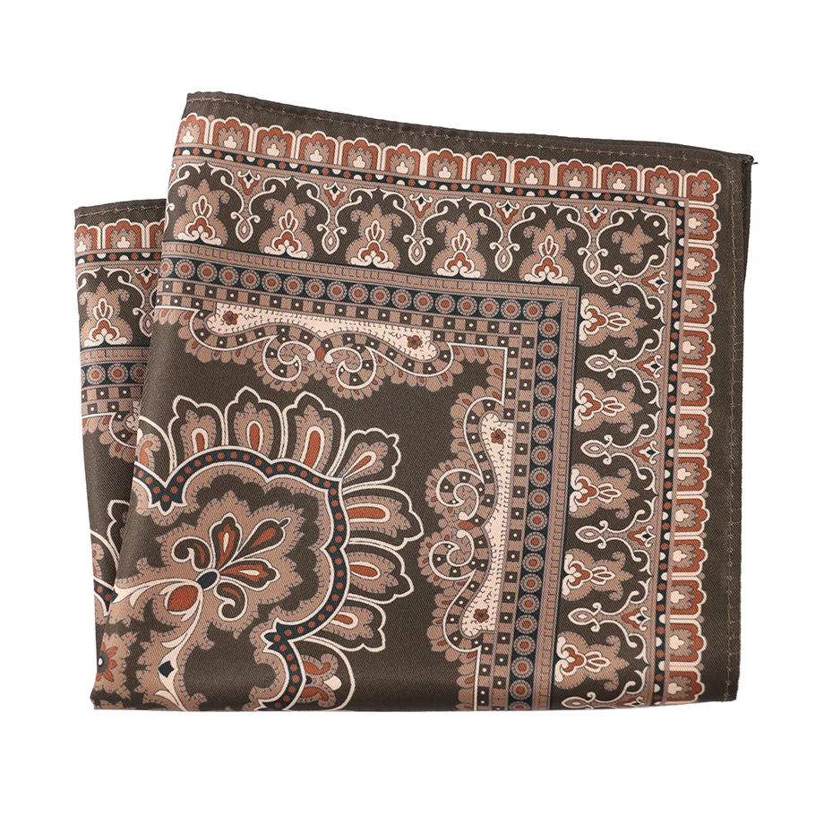 Vintage Paisley Dot Print Pocket Square for Men