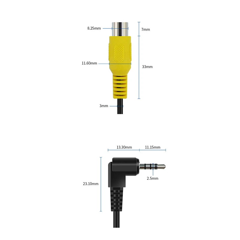 AV In Video Cable Adapter 2.5mm male AV Jack Male Plug To RCA Female connector for GPS and Rear Camera Converter wire