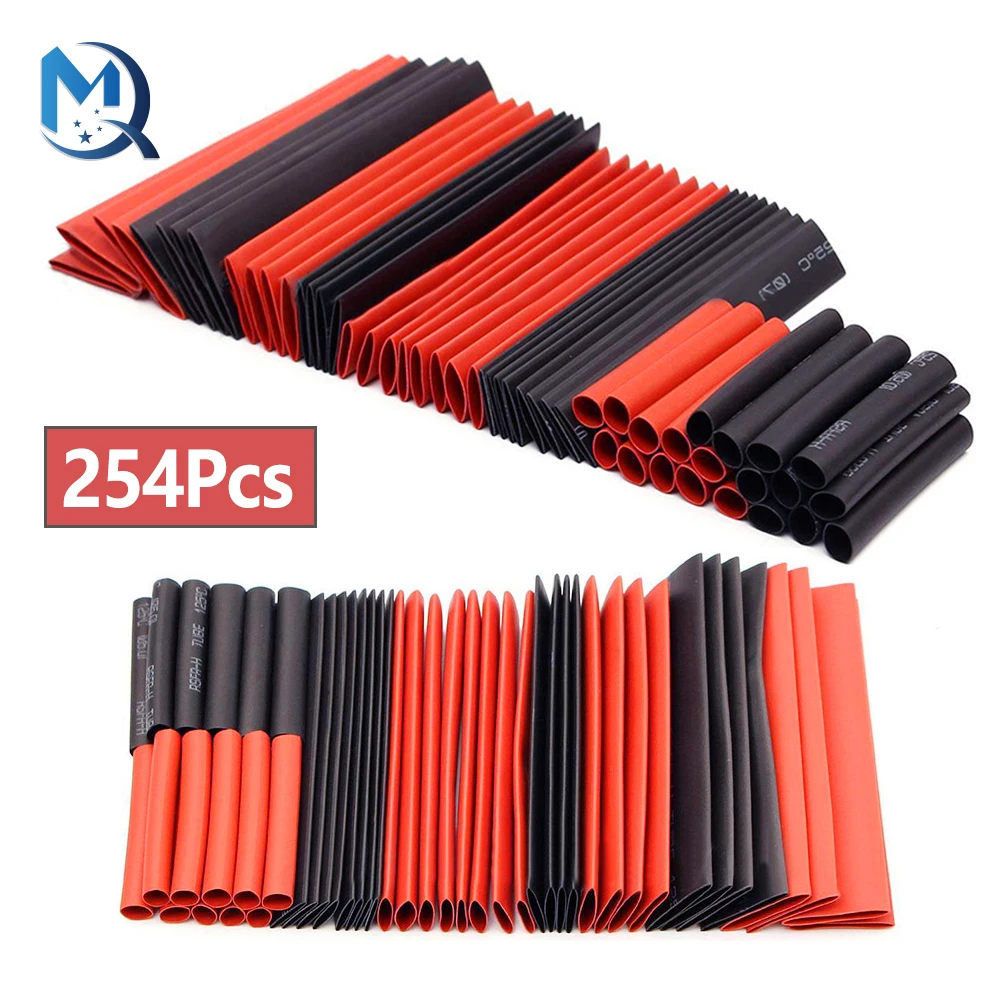 

127Pcs Red Black Polyolefin Heat Shrink Tubing Cable Tube Sleeving Kit Wrap Wire Set PE Heat Shrink Tubing Set Cable Sleeves