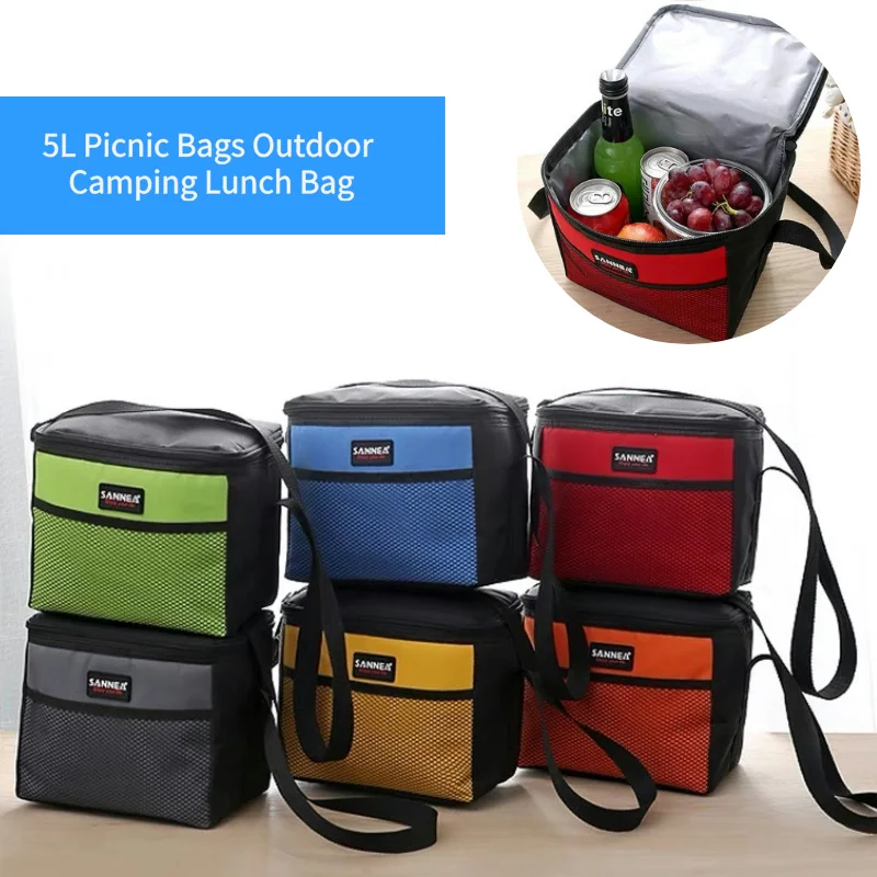 

5L Picnic Bags Outdoor Camping Multi Waterproof Student Lunch Bag Adjustable Shoulder Strap Carrying Lunch Box Ice Pack Bag