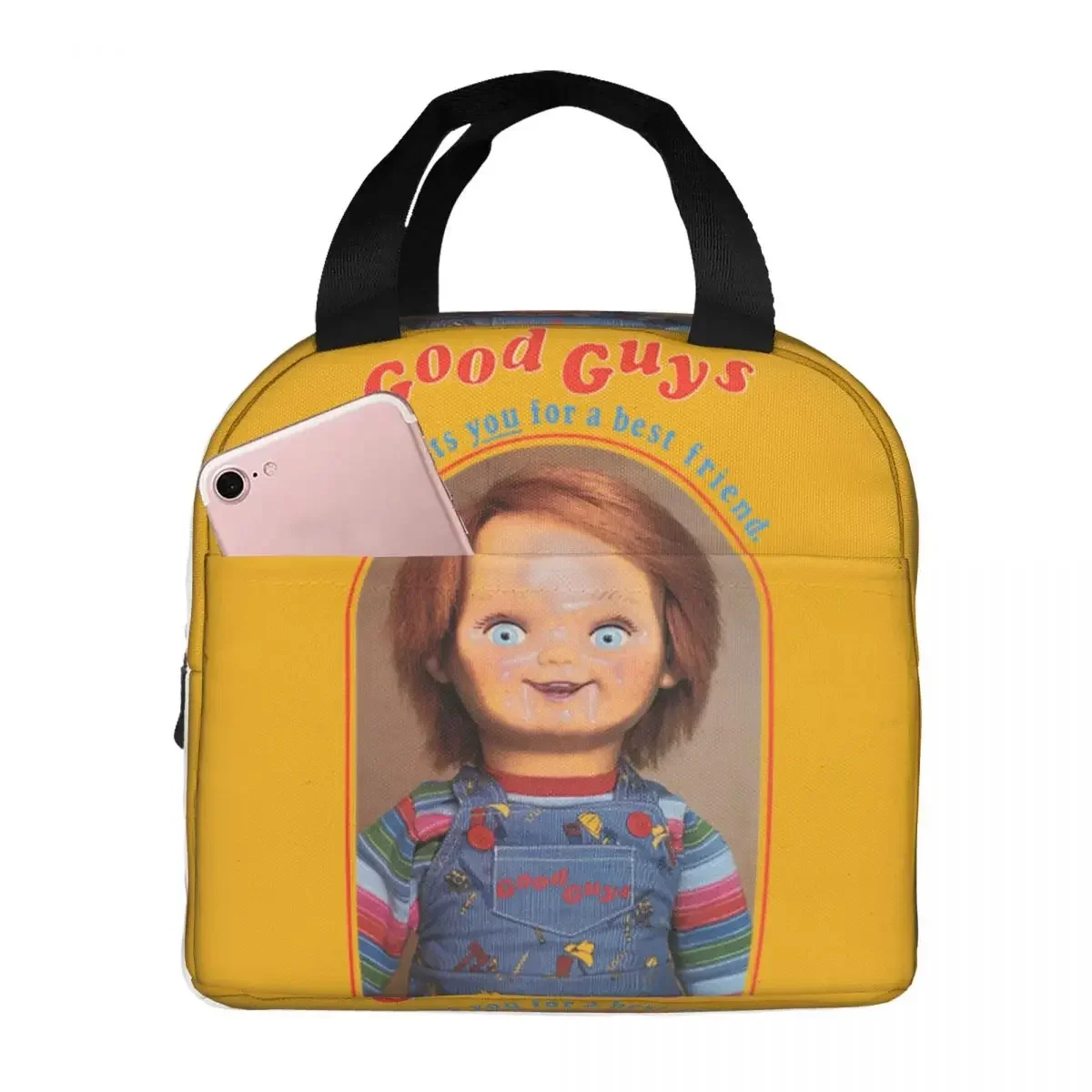 He Wants You For A Best Friend Chucky Lunch Bags Portable Insulated Cooler Child\'s Play Thermal Picnic Work Lunch Box for Kids