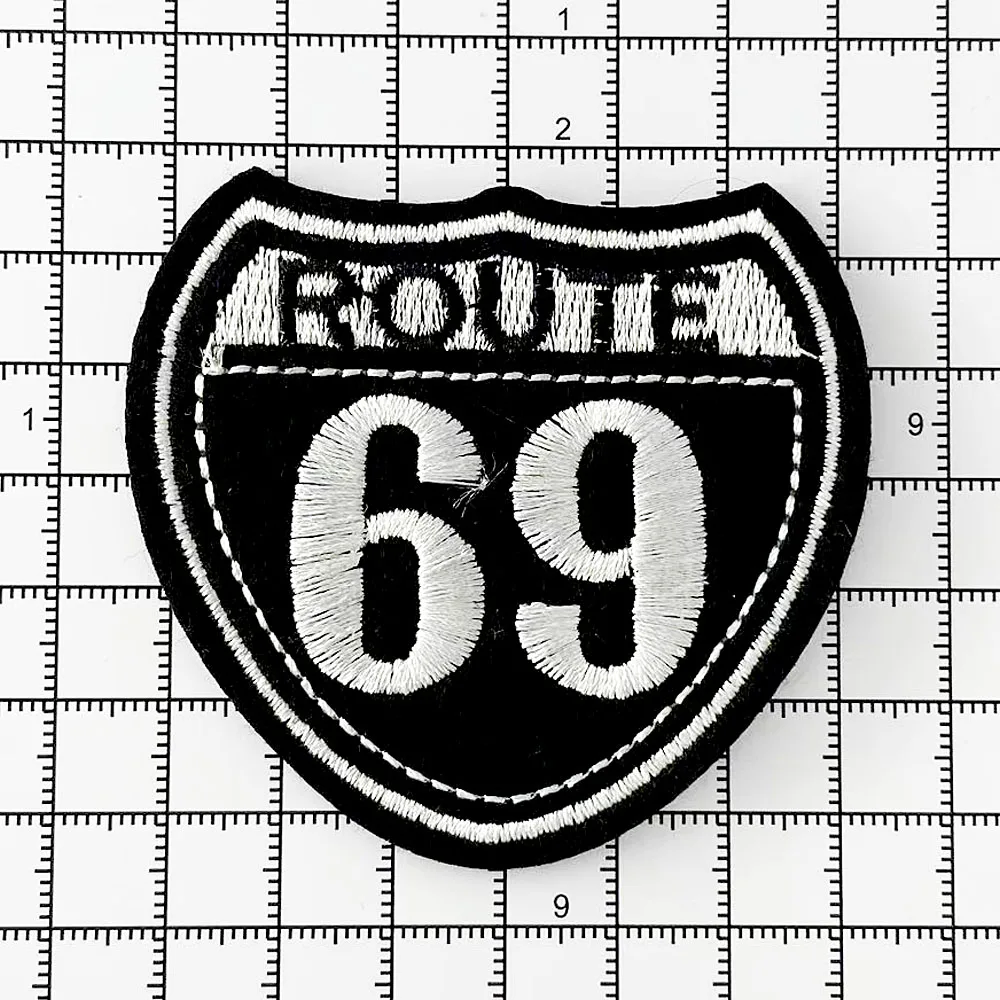 Route 69 Iron on Patches Cloth Badges Patch Embroidered Applique Sewing Clothes Stickers Apparel Accessories
