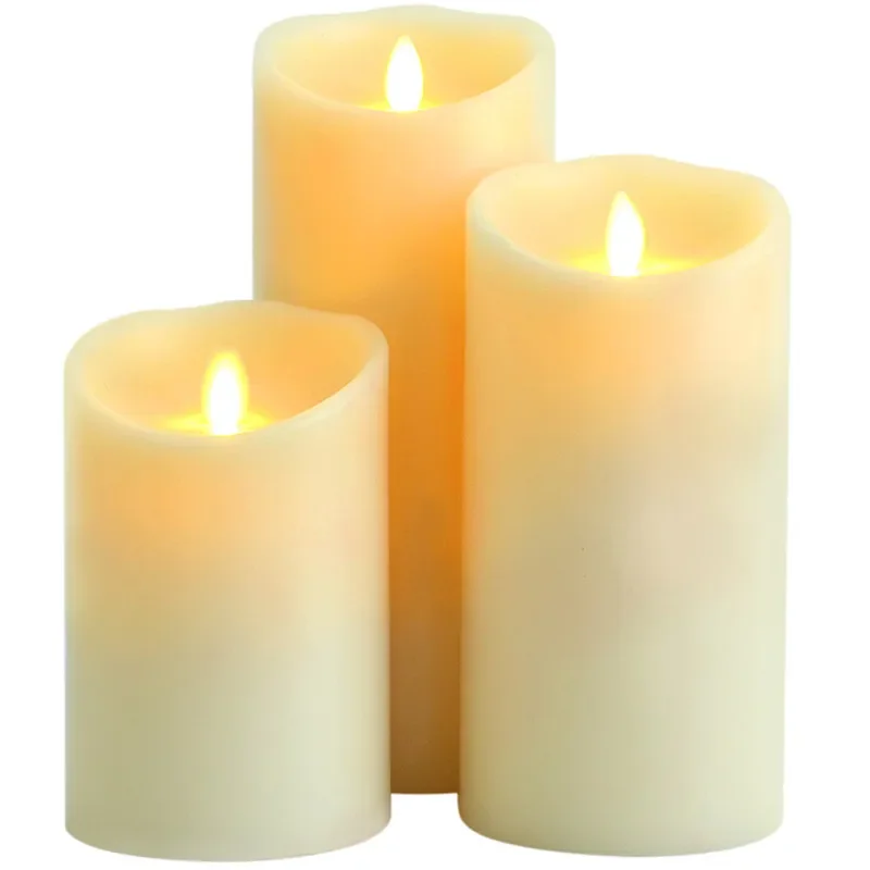 

3pcs/set Ivory LED Candles Flameless Real Wax Moving Wick Battery Operated LED Candle Lamp for Wedding Christmas Decor