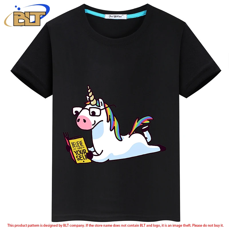 

Unicorn Believe in Yourself Magically Fabulous kids T-Shirt summer children's short-sleeved casual tops for boys and girls