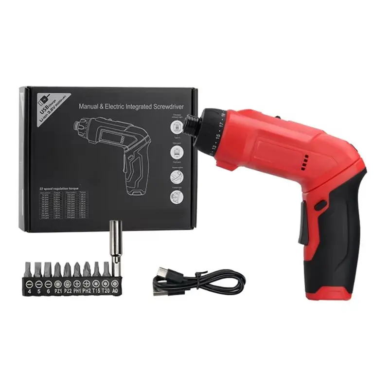 

ABKY-Folding Multi Functional Hand Handheld Screwdriver 3.6V Rechargeable 7.3N. M Integrated Self Adjusting 21 Speed Electric To