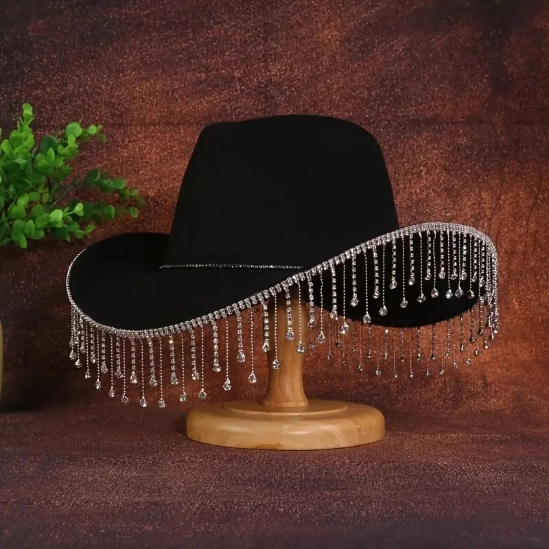 

Ковбойская шляпа с диско-эффектом и стразами для женщин, для костюма ковбойки, ковбойских вечеринок, аксессуаров для рейв-фестивалей