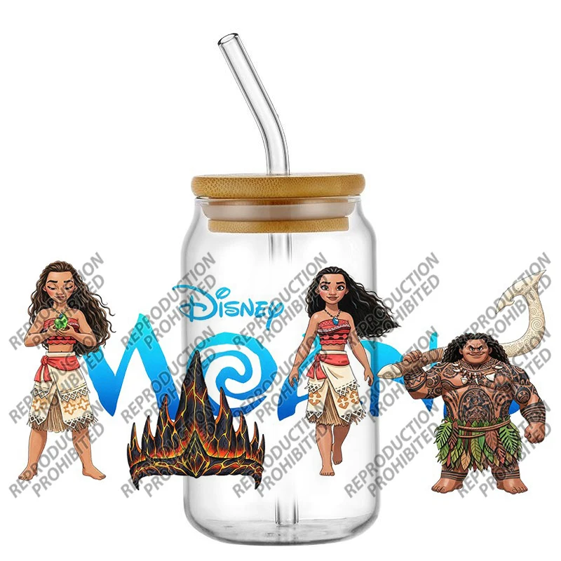 New Popular Cartoon Movie Moana 16oz UV DTF 3D Transfer Sticker Decals Wraps For Glass Can Cup Craft DIY Gift Creative view 5