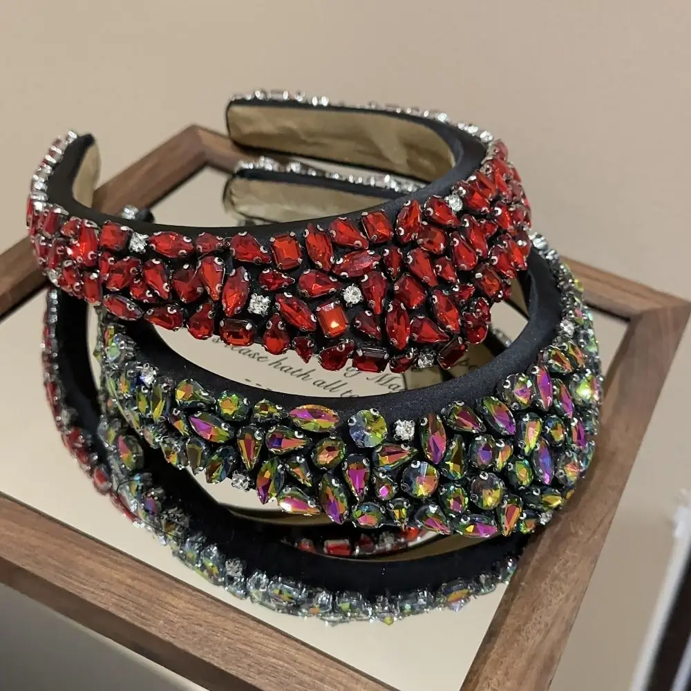 

Creative Gift Rhinestone Rhinestone Headband Black Color Elegant Style Padded Diamante Headband Fashion Hair Band Daily Wear