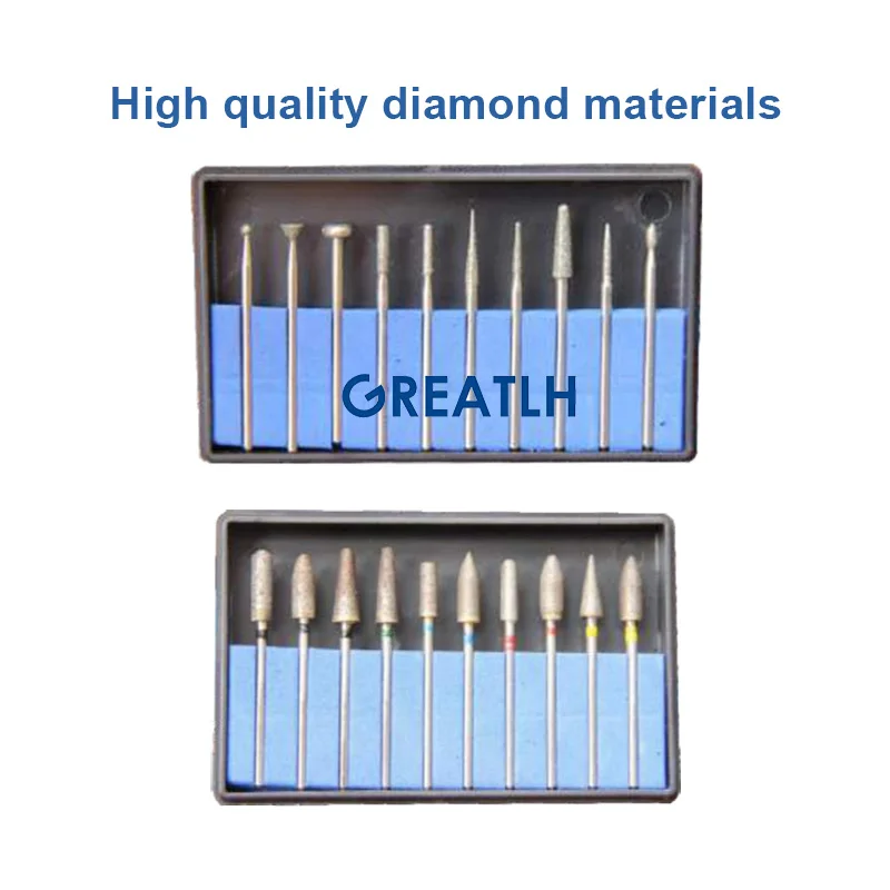 1set Small Tiny Cut HP Diamond Burs Kit Fully Sintered Daimond Kits Polishers Dental Lab Tools