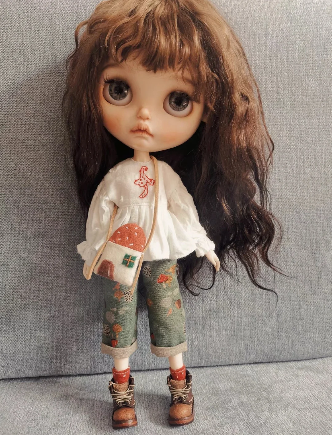 Blythe Doll Clothes Dress Mushroom embroidered straight-leg trousers Blythe ob24 Azone Licca ICY JerryB 1/6 Bjd Doll Accessories