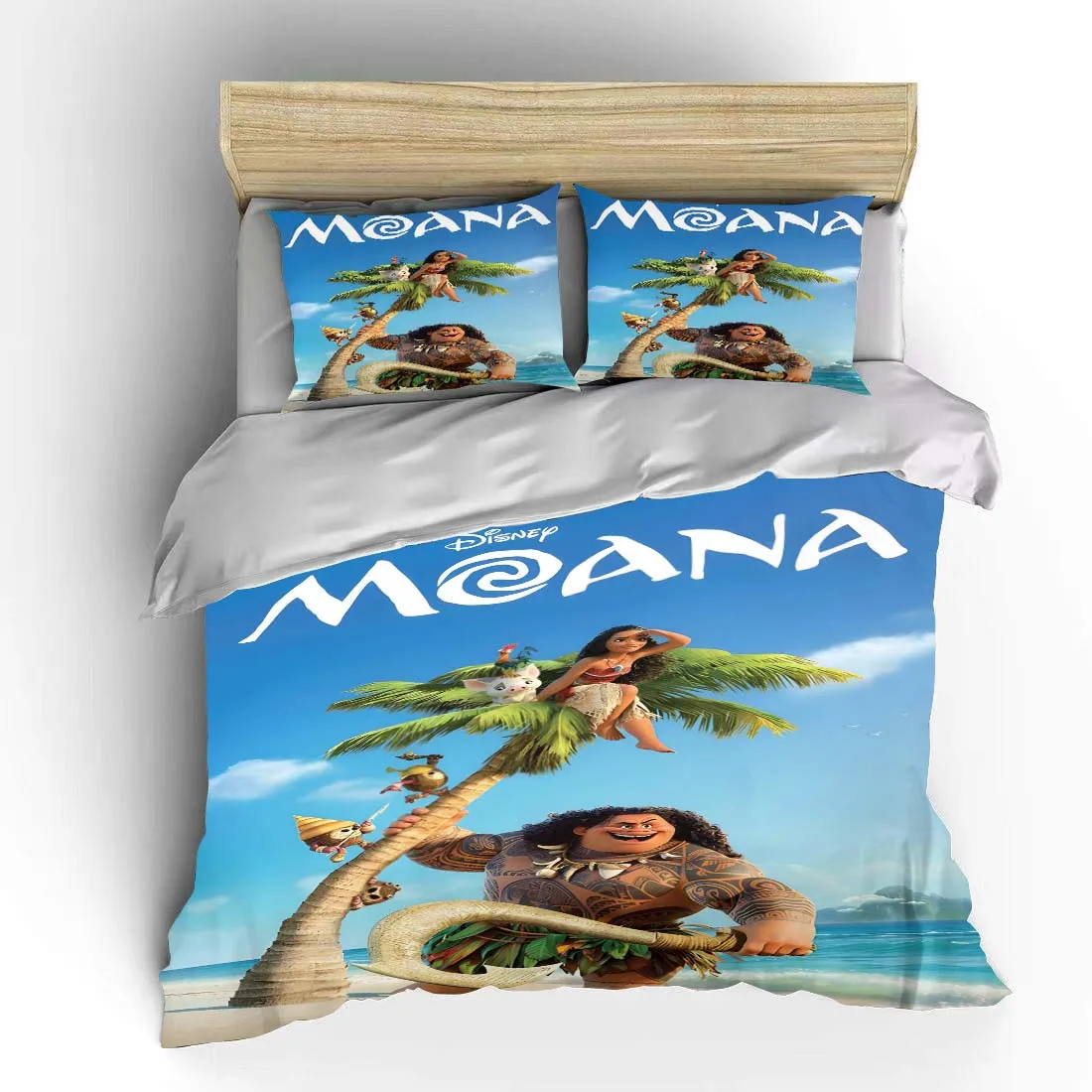 Moana Disney Cartoon Bedding Set Baby Children Fashion 3 Pieces Set King Size Bed Set US Twin Adult Bed Cover Bedroom Duvet Gift