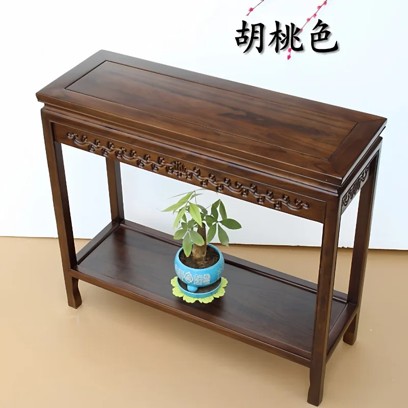 

Solid wood bonsai stand rectangular fish tank table indoor strange stone table living room narrow side table elm flower stand Ch