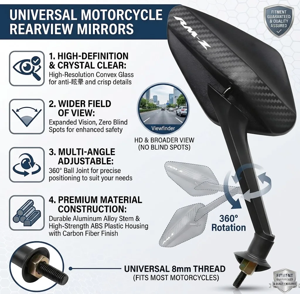 

1 Pair Modifyed 360° Foldable Motorcycle Side Rearview Mirrors For SUZUKI RMZ250 RMZ450 DRZ400SM RMZ 250 450 DRZ 400