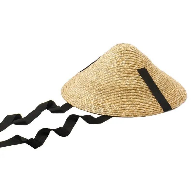 

Straw Sun Hat for Women Fashionable Conical Hats Wide Brim UV Protections for Beach Vacation Summer Accessory