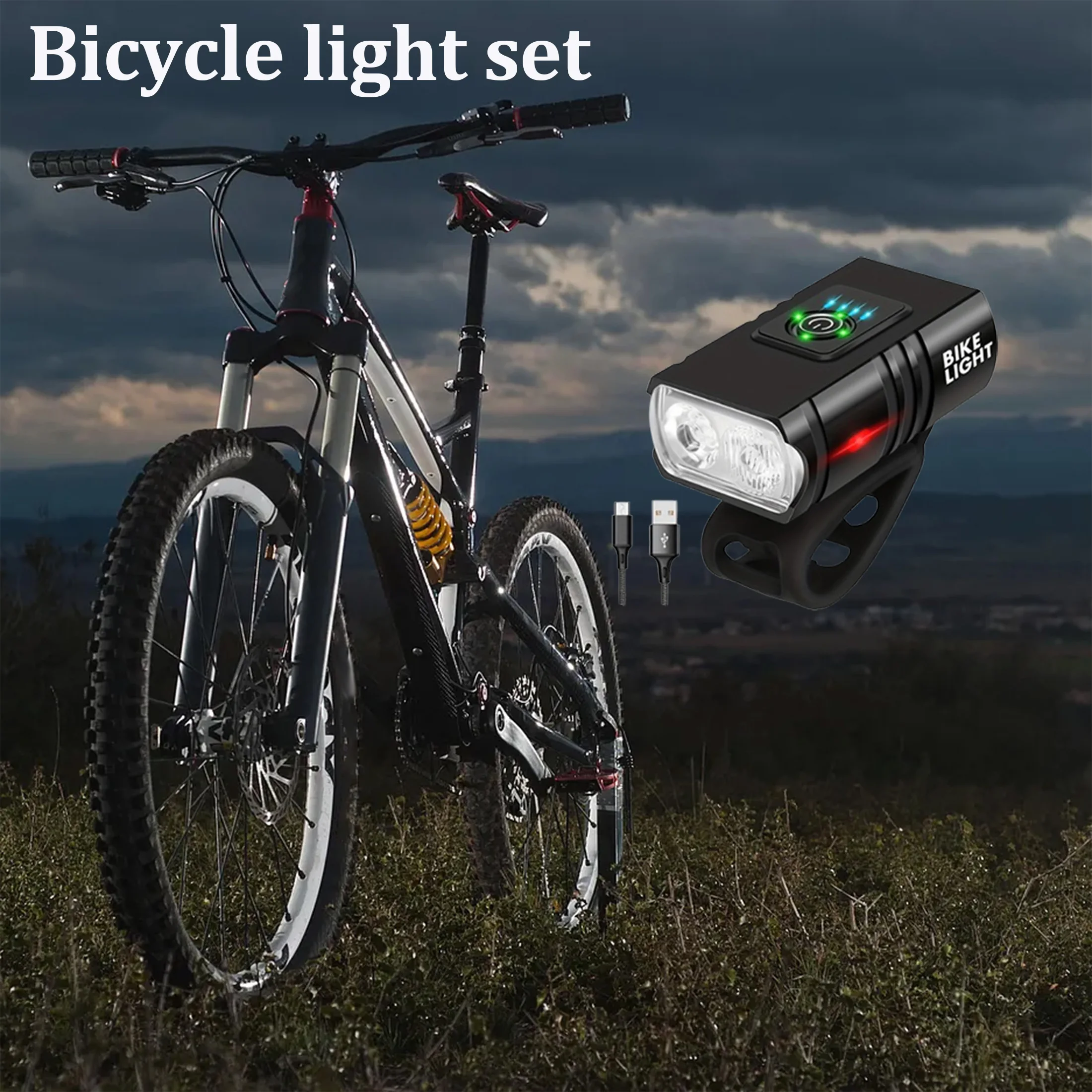 

1PC Rechargeable Bike Light Set - Waterproof Front & Rear LED with 6 Modes, Aluminum Alloy Body, Easy Mount for Cyclists
