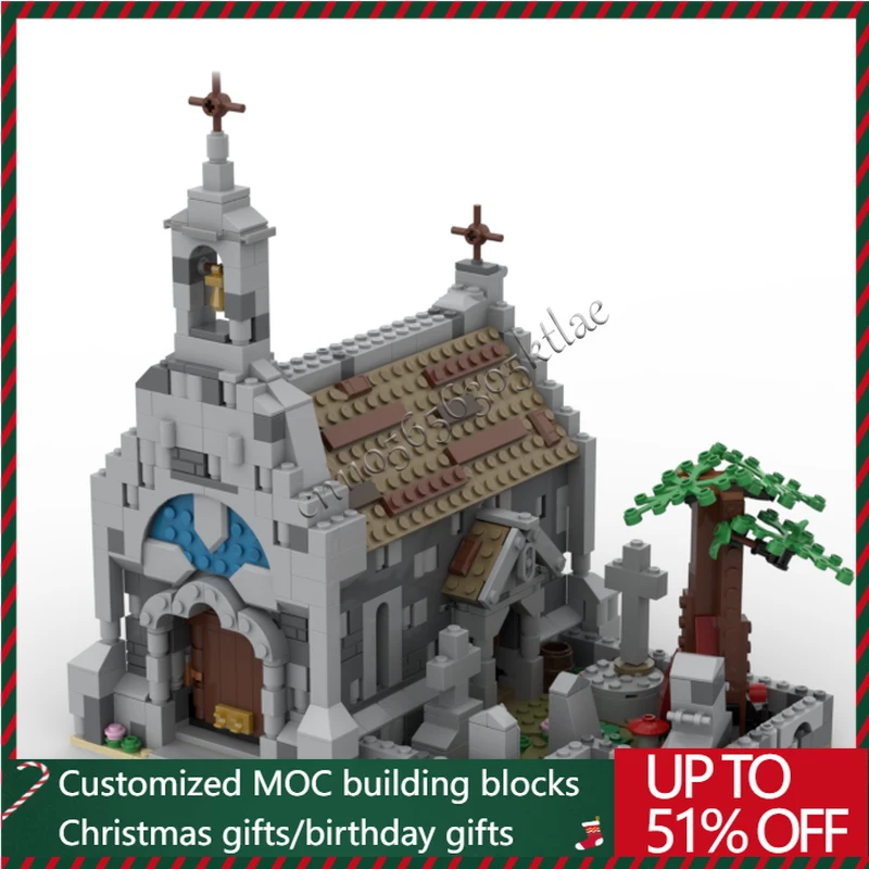 

NEW 1006 Parts Medieval Church Blocks Technology Ancient Creative MOC Building Blocks Model holiday Children Toy Birthday Gifts