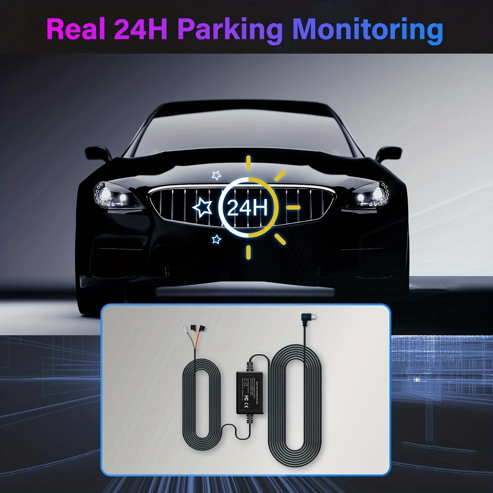 24/7 Parking Monitor & Time-Lapse Recording Dash Cam Hardwire Kit - 12V-24V To 5V/2A Mini USB Interface (11.5ft Length)