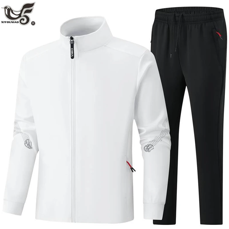 

Мужские спортивные костюмы размера плюс 7XL 8XL, осенне-зимний кардиган с длинными рукавами, толстовка, брюки, спортивный костюм на открытом воздухе, мужская спортивная одежда