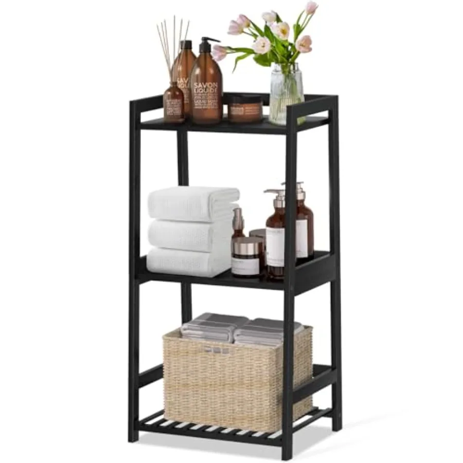 

3 Tier Bamboo Bathroom Shelves Ladder Shelf for Storage Rustic Home Organizer Space-Saving Design Stylish Display Nightstand St