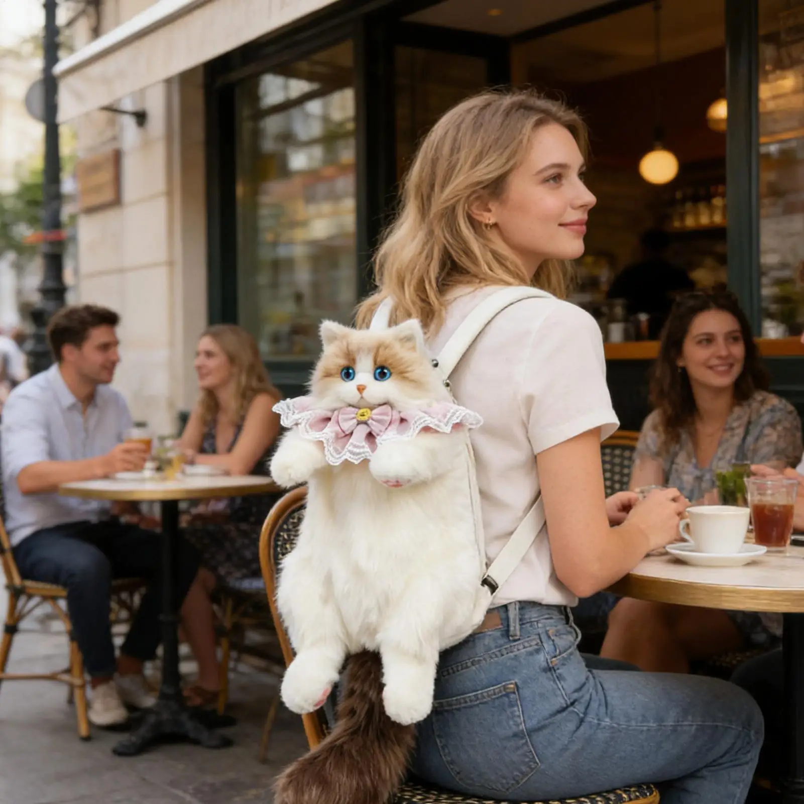 Stuffed Cat Backpack With Ample Storage Space Stuffed Realistic Cat Plush Backpack For College Work Office Travel Vacation