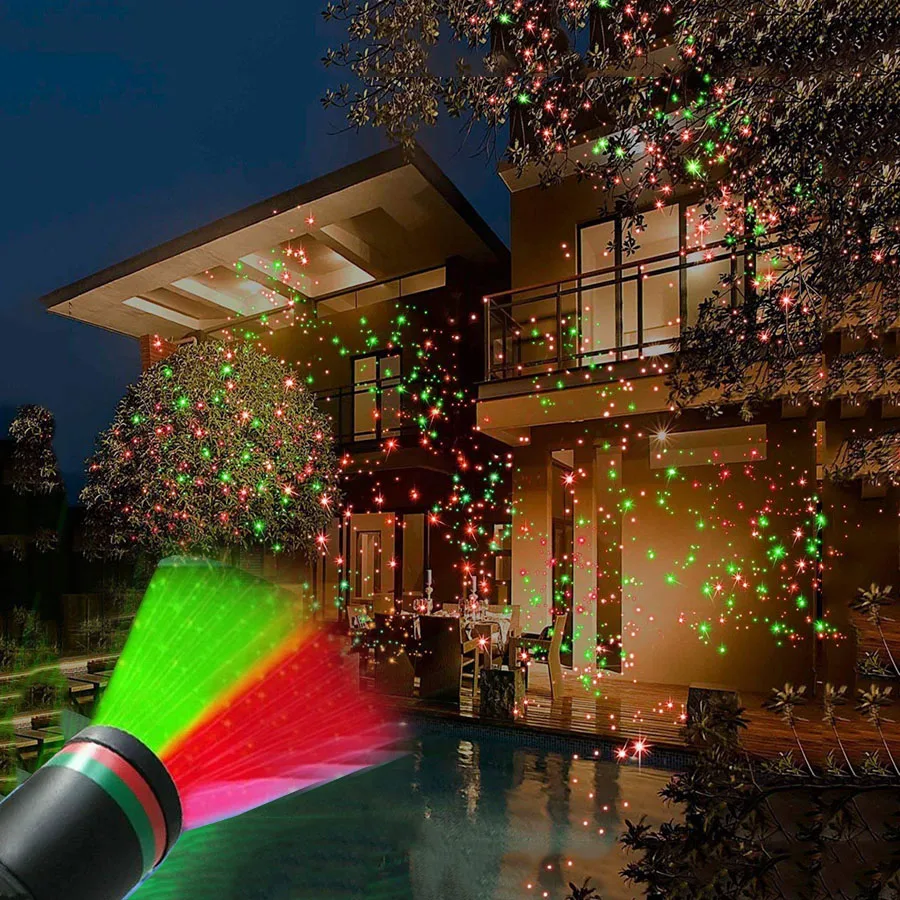 

Laser Christmas Projector Lights Outdoor Garden Laser Projector Light Landscape SpotLight with Red Green Stars for Holiday Decor