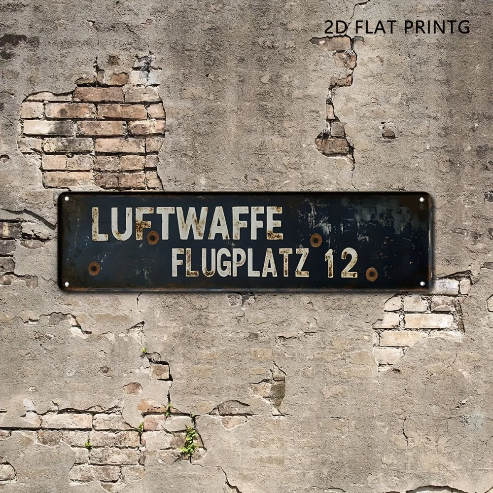 لافتة معدنية كلاسيكية Luftwaffe WW2 - 15.7 بوصة × 3.9 بوصة ثنائية الأبعاد مسطحة، ديكور عسكري لمرآب مقهى البار #4
